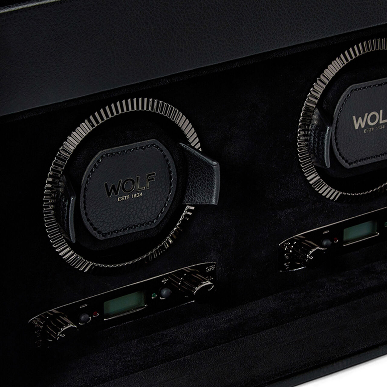 WOLF British Racing Black 2 Piece Watch Winder with Storage - Details image number 5