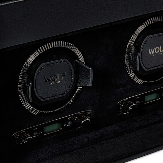 WOLF British Racing Black 2 Piece Watch Winder with Storage - Details image number 5