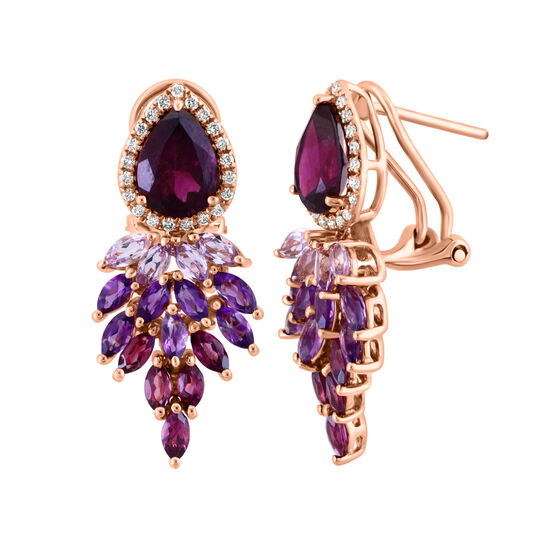 Maison Birks Salon Shaded Amethyst and Rhodolite Earrings with Diamond Accent EI05070RH Side image number 1