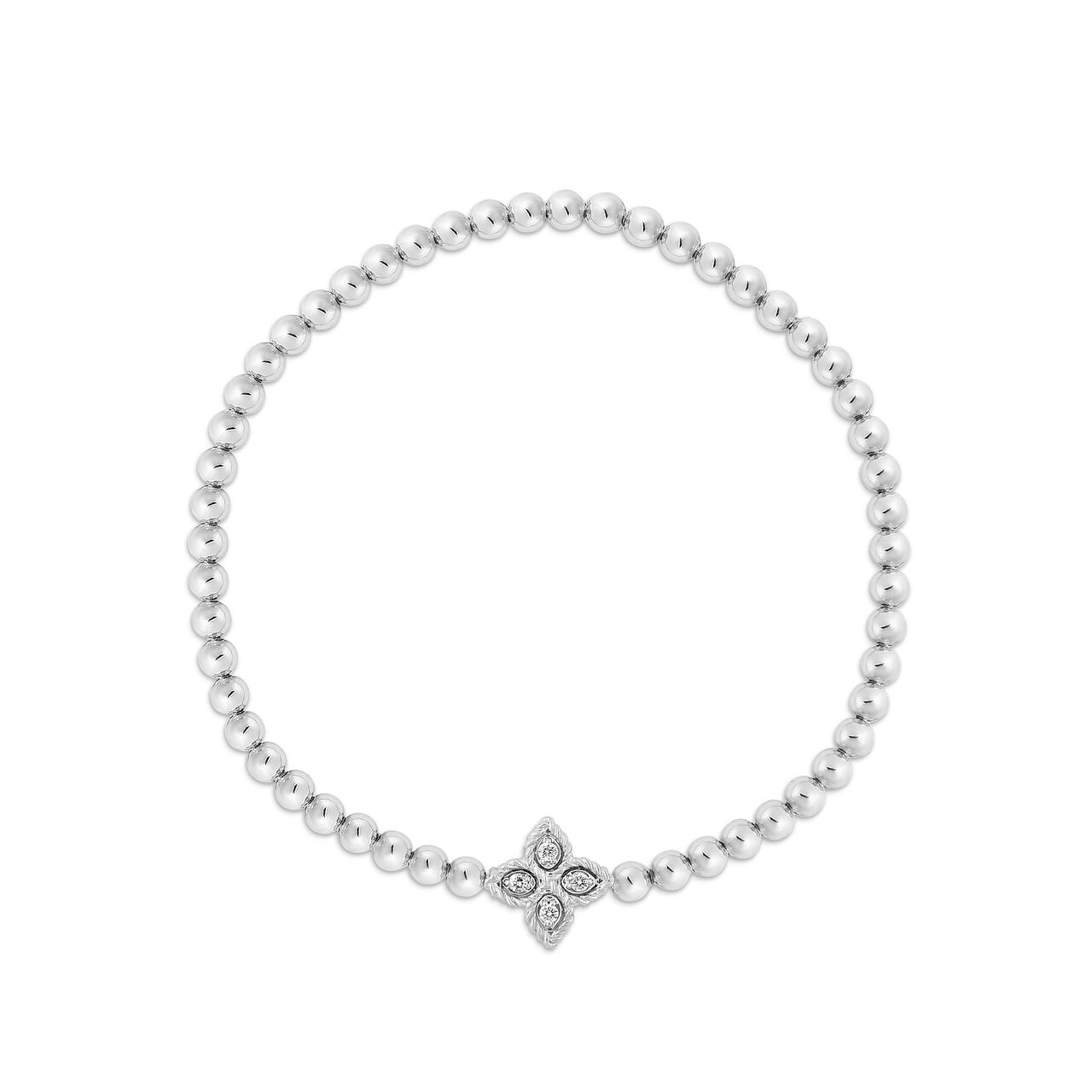 Princess Flower Yellow White and Diamond Stretch Bracelet image number 0