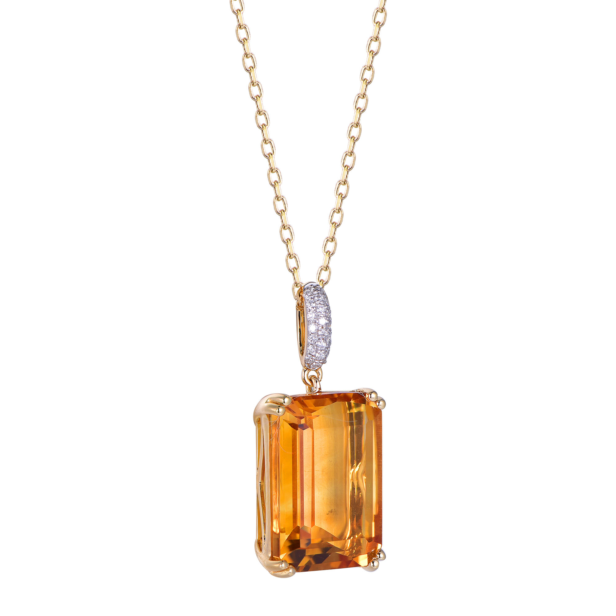 Citrine Pendant in Yellow Gold
