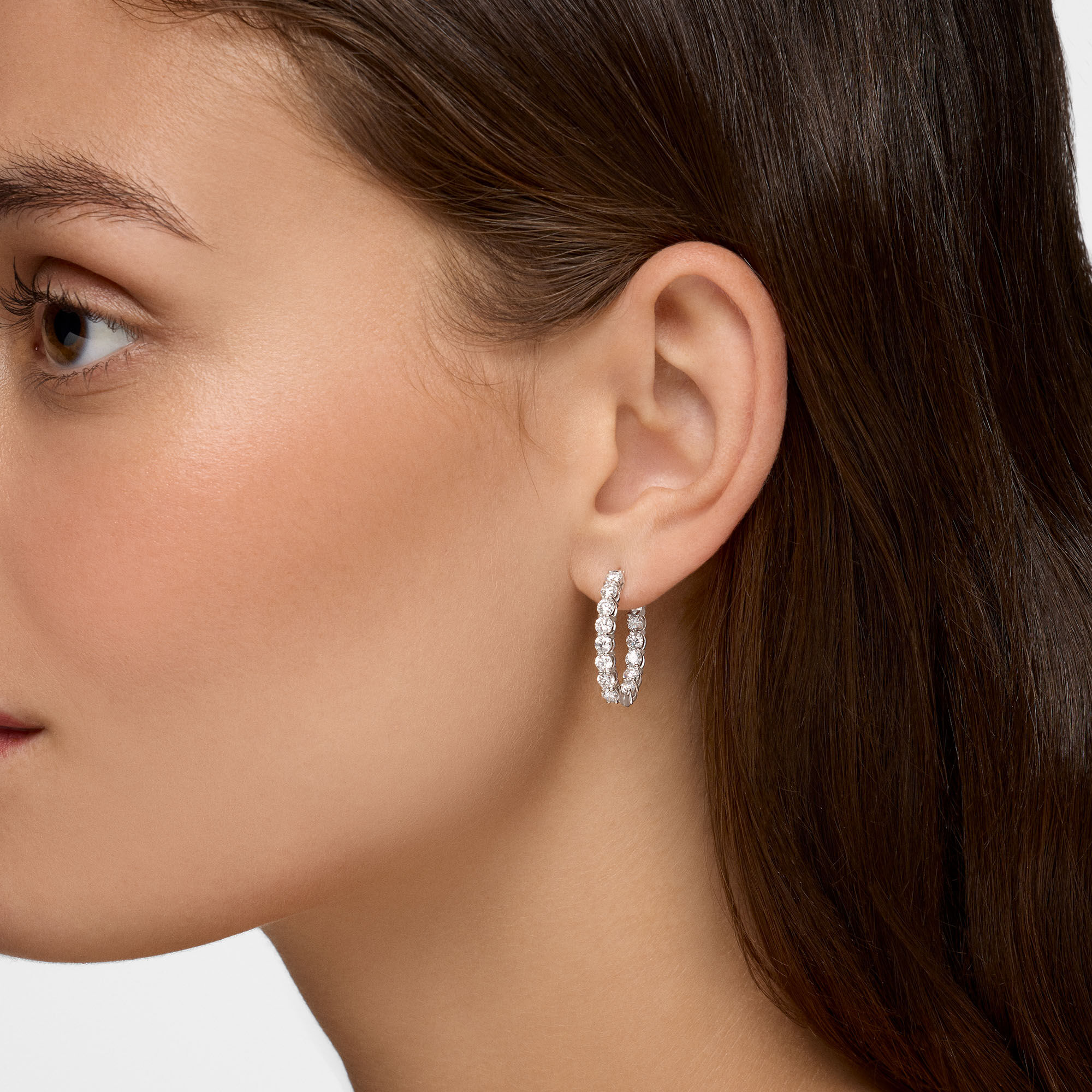 Diamond and White Gold Hoop Earrings