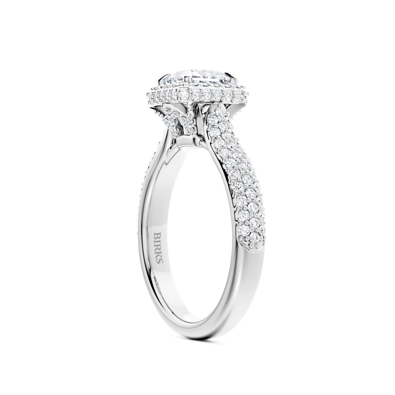 Birks Square Phillips Single Halo Princess Cut Diamond Engagement Ring with Pav&eacute; Band image number 2