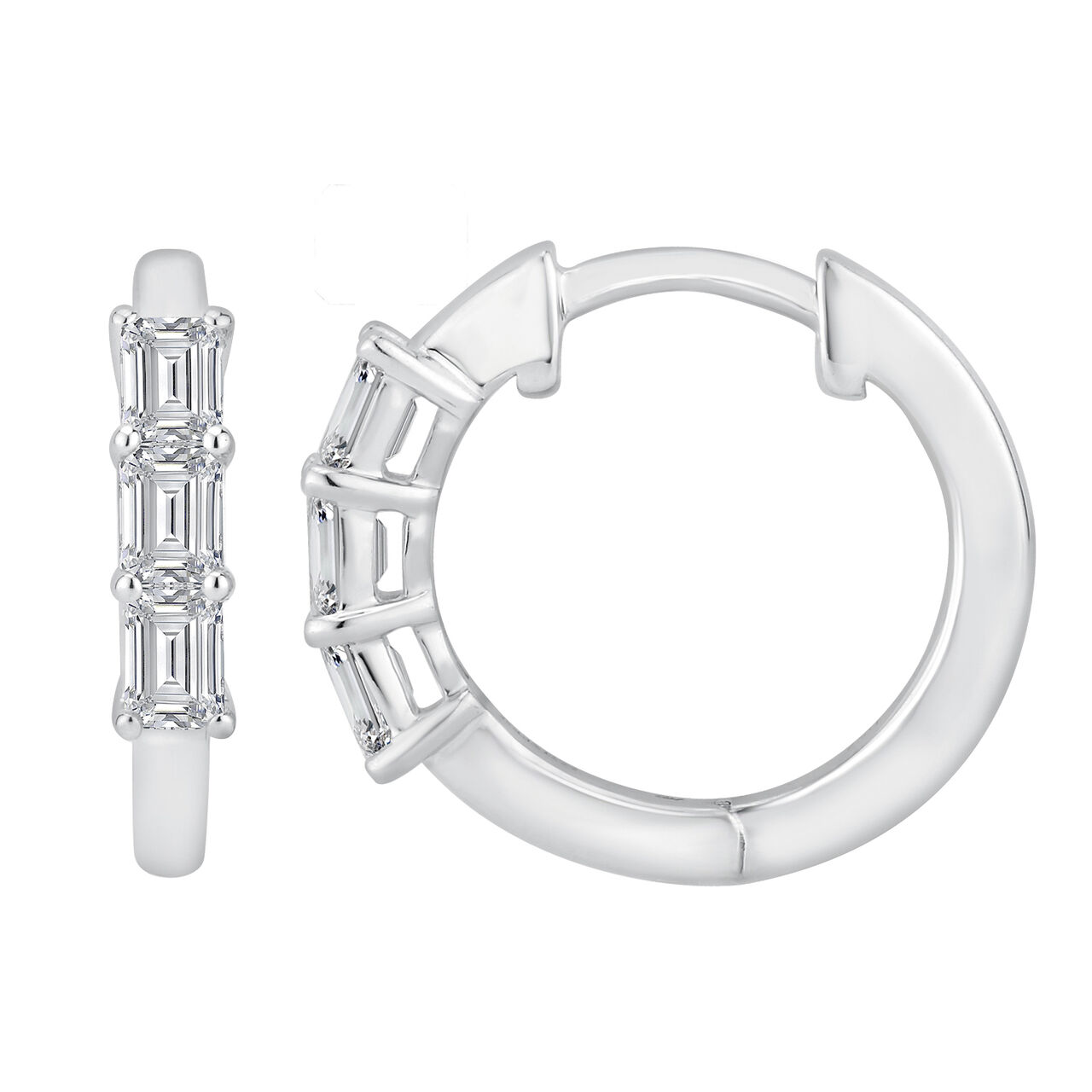 White Gold Diamond Hoop Earrings image number 0