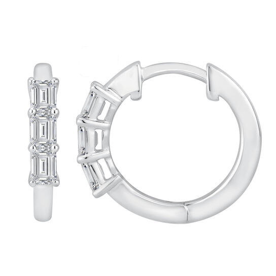 White Gold Diamond Hoop Earrings image number 0