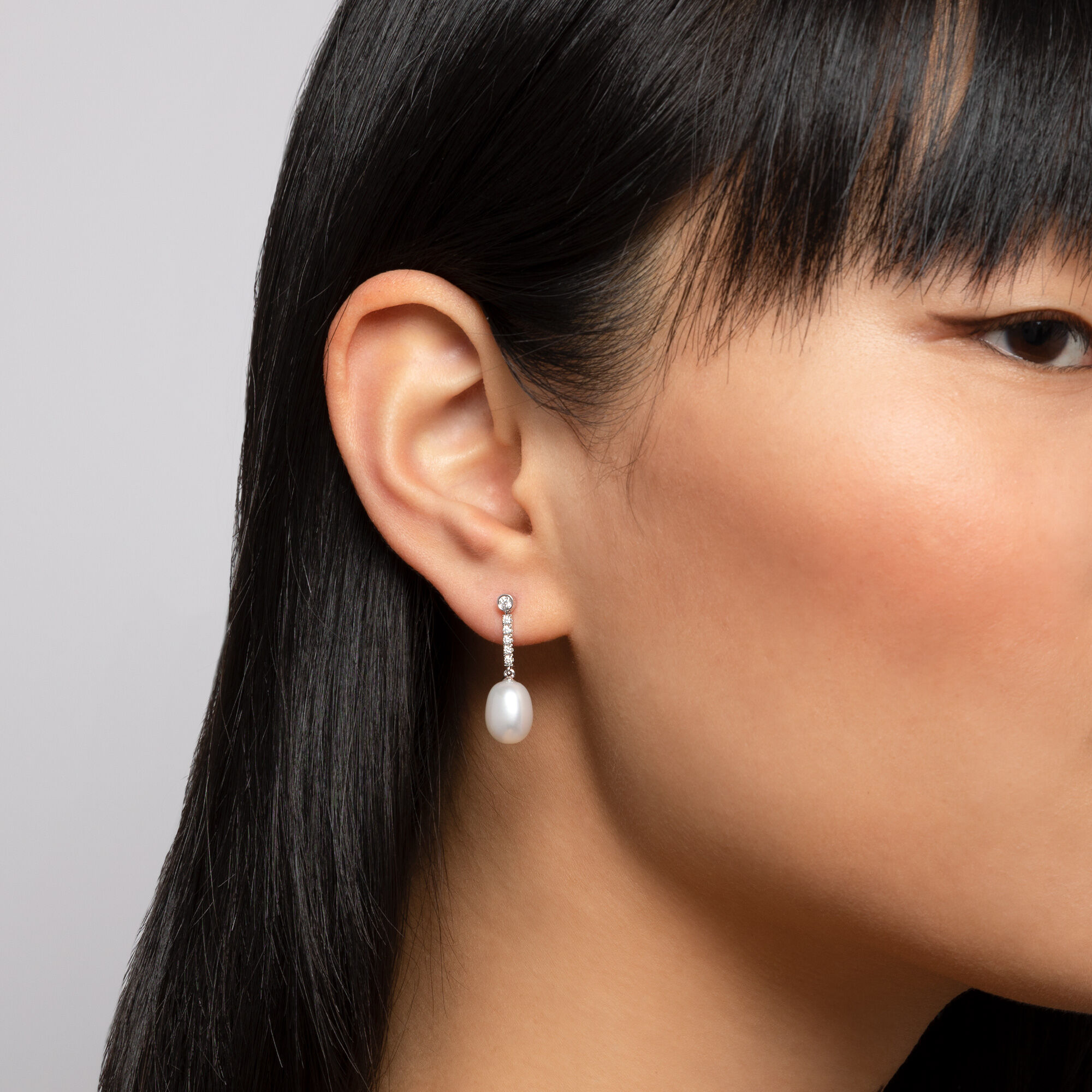Freshwater Pearl and Diamond Drop Earrings Birks Pearls