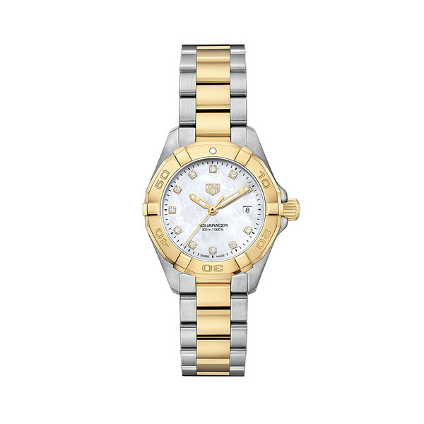 Aquaracer Quartz 27 mm Stainless Steel and Yellow Gold Plated with Diamond