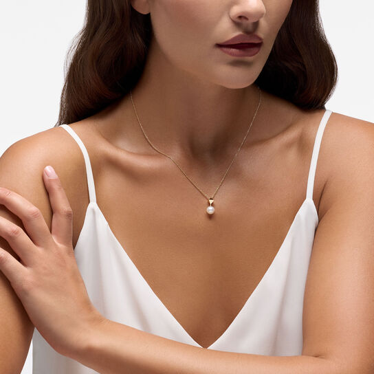 Birks Rock & Pearl Yellow Gold Freshwater Pearl and Stud Pendant Necklace image number 1