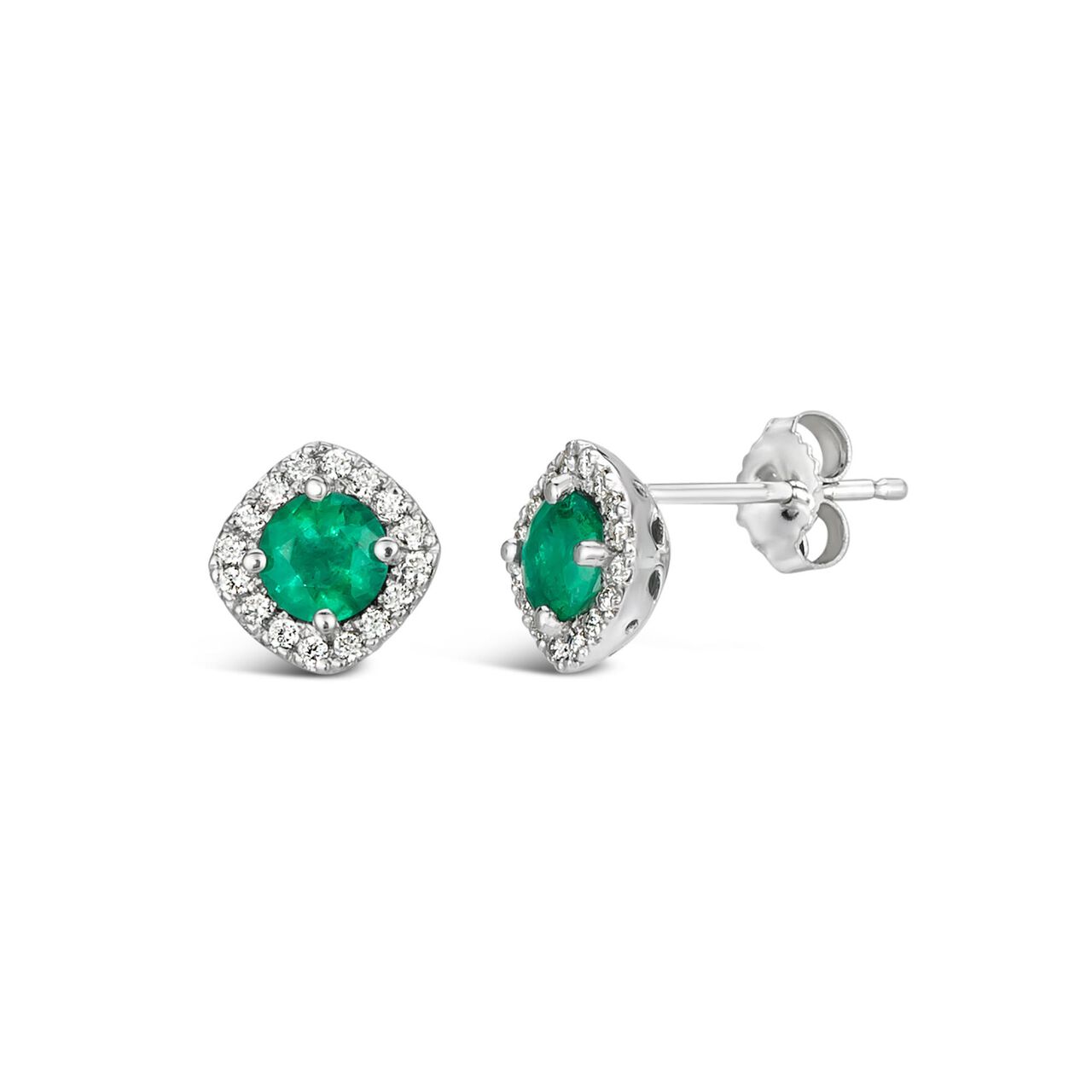 maison birks salon white gold emerald and diamond stud earrings ew13038e18kt side image number 1