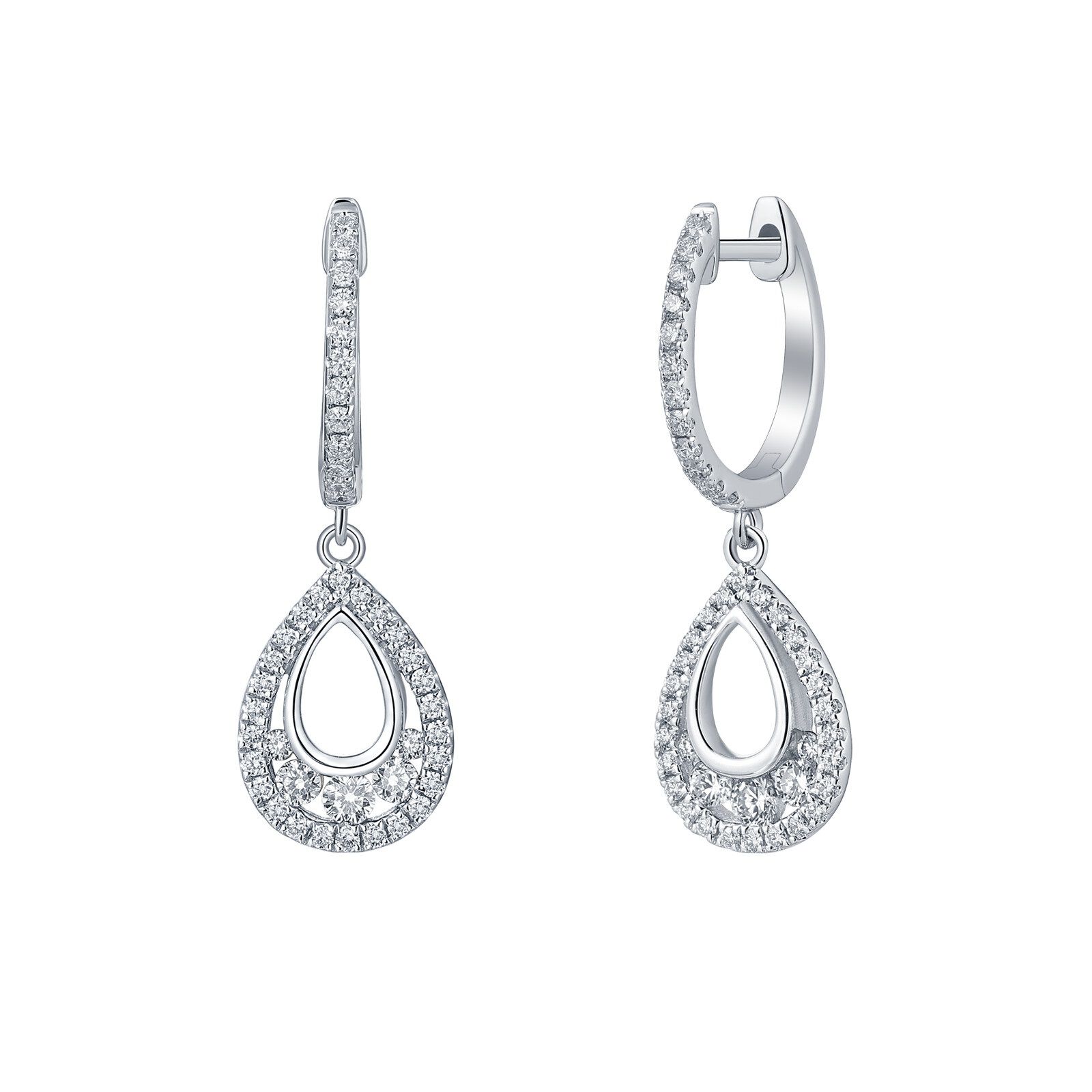 Diamond Tear Drop Earrings in White Gold