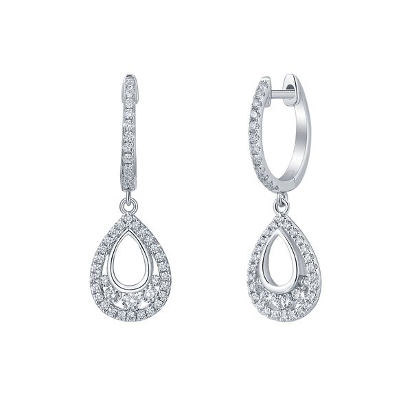 Boucles d'Oreilles Diamants en forme de larme en Or Blanc