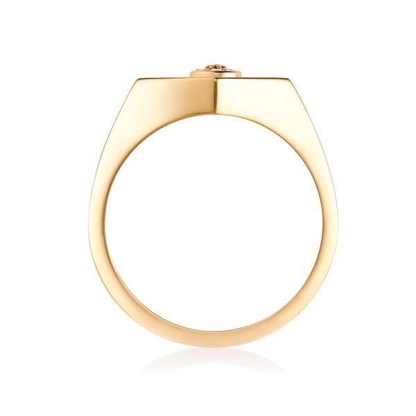 Chevalière hexagonale en or jaune et en émail noir avec diamant