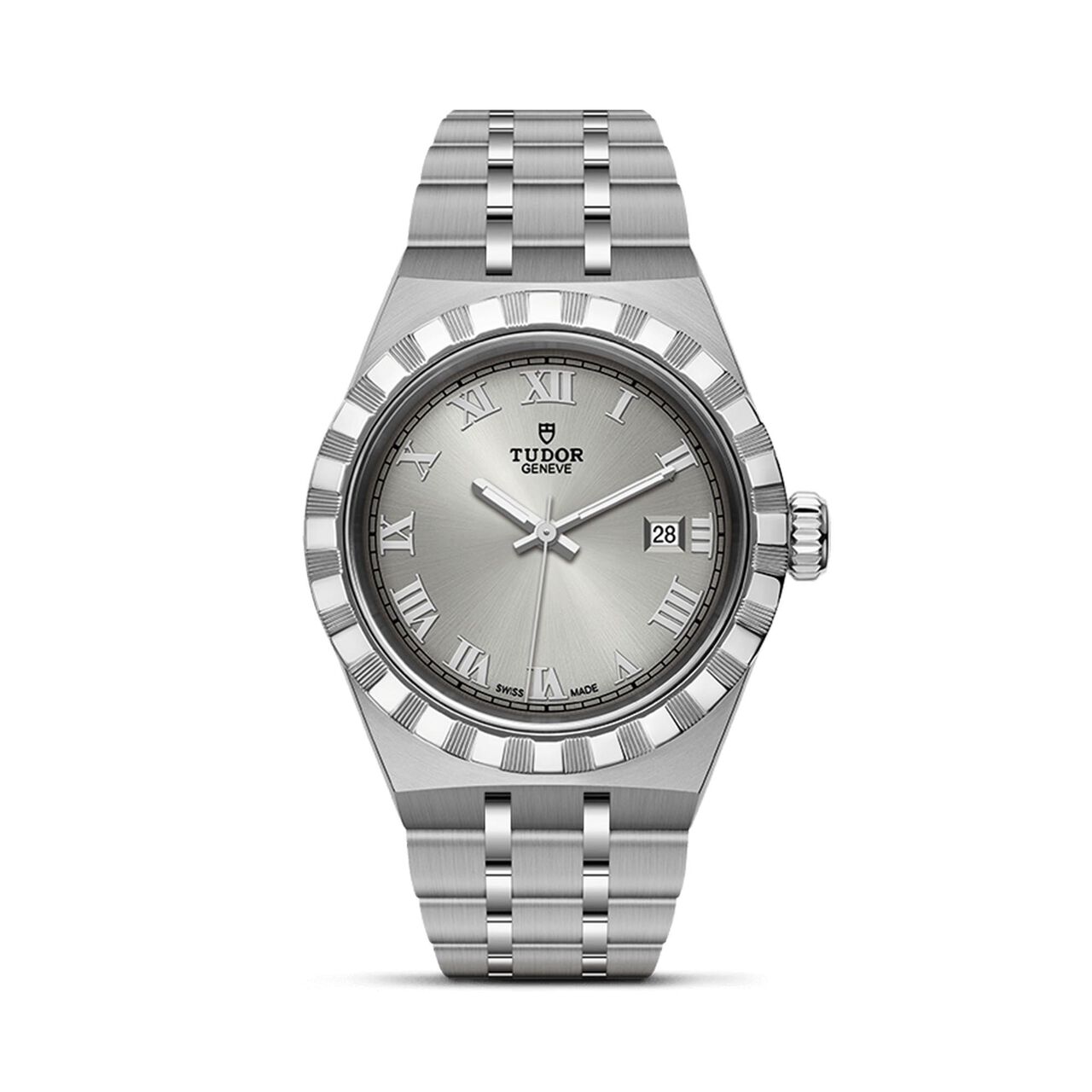 maison birks tudor royal 28 mm steel case silver dial steel bracelet m28300 0001 image number 0