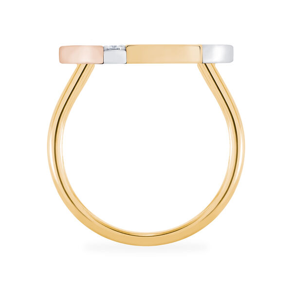 Diamond Circle Ring, Tri-Gold