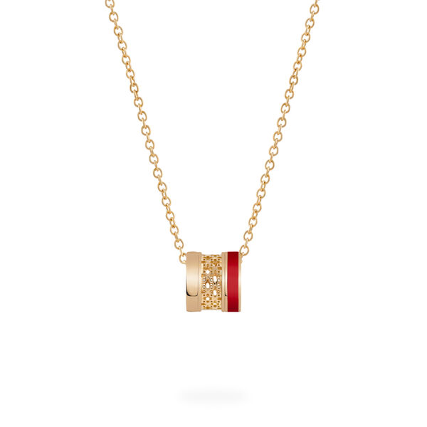 Red Enamel Yellow Gold Pendant