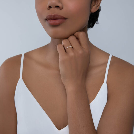 Birks Iconic Stackable Rose Gold And Diamond Ros&Atilde;&copy;e Du Matin Ring on model image number 1