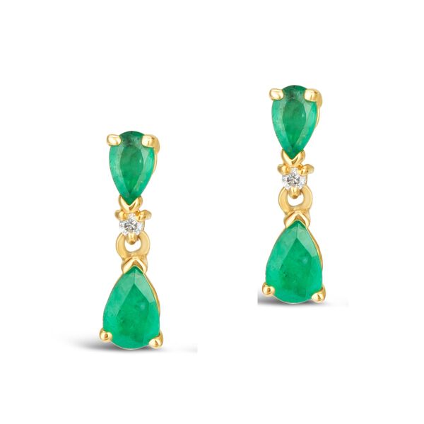 Yellow Gold and Emerald Teardrop Earrings