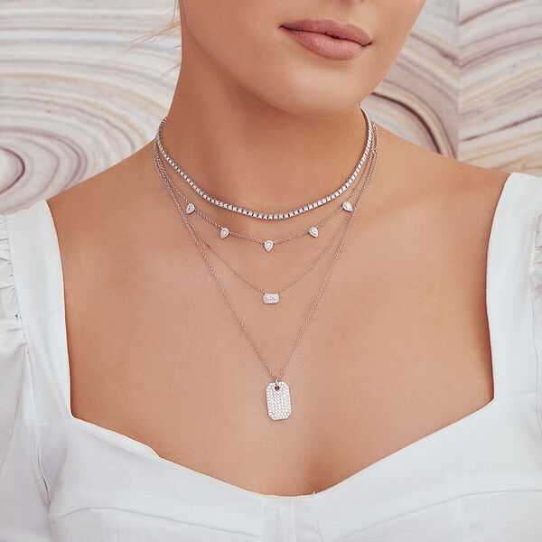 Collier Tennis Stella en or blanc avec diamants
