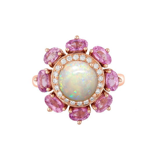 Maison Birks Salon Pink Sapphire and Opal Flower Ring with Diamond Accents RI04054OP Front image number 0