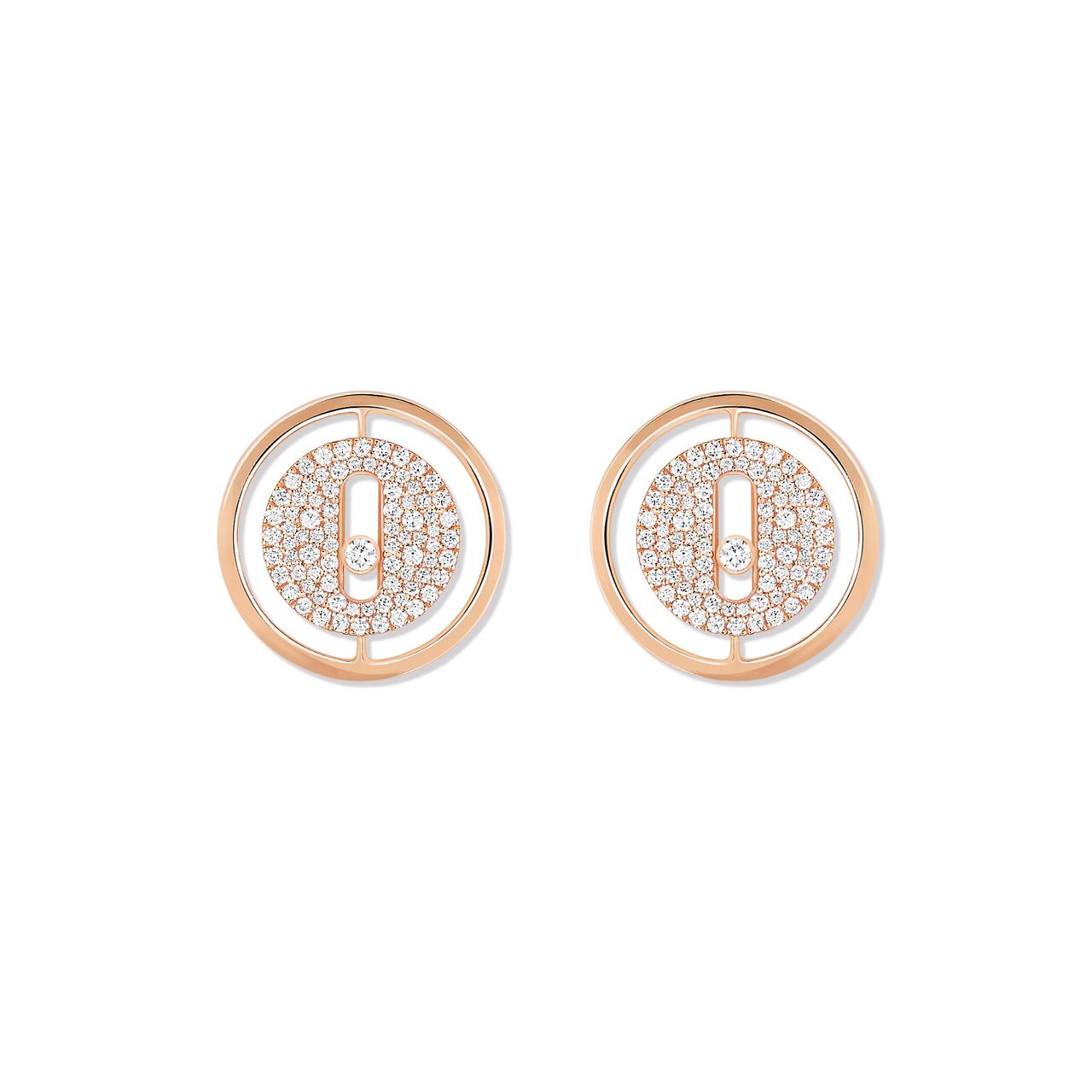 maison birks messika lucky move rose gold diamond pave stud earrings 11572 pg image number 0
