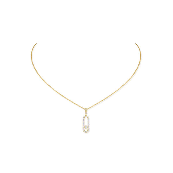 Move Uno Large Yellow Gold and Diamond Pav&eacute; Pendant