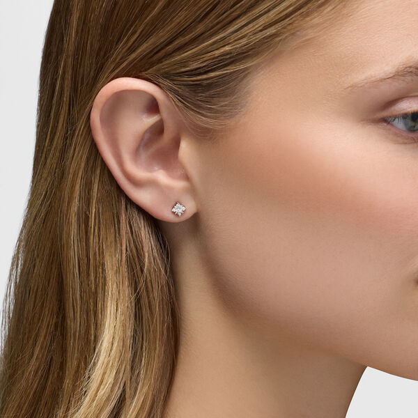 Diamond Square Cluster Stud Earrings, Small