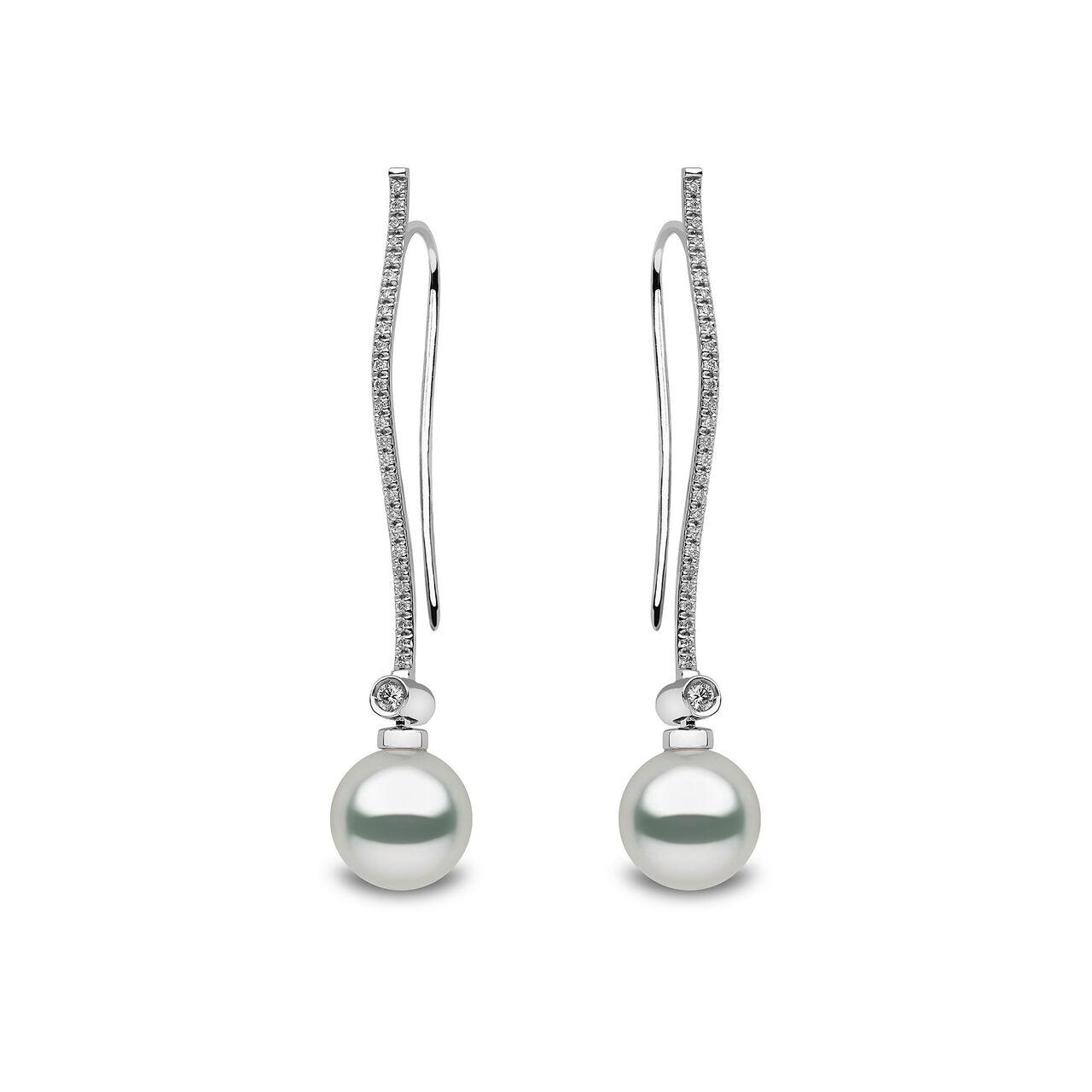 Classic White Gold Pearl and Diamond Earrings image number 0