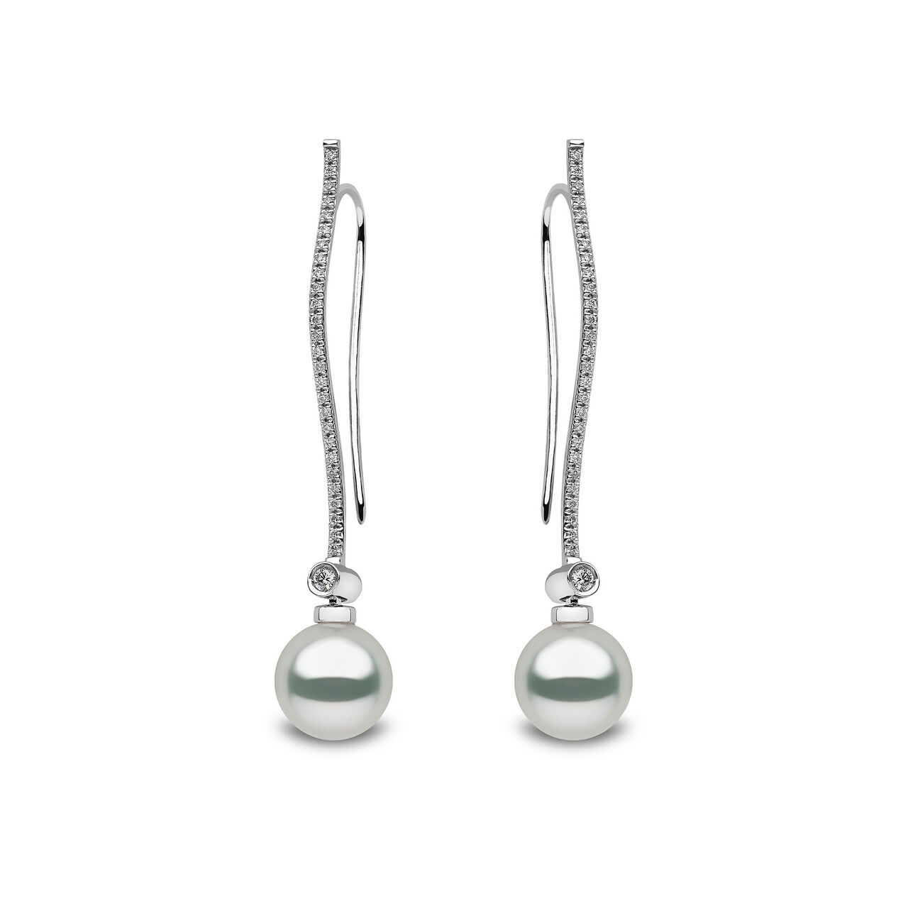 Classic White Gold Pearl and Diamond Earrings image number 0