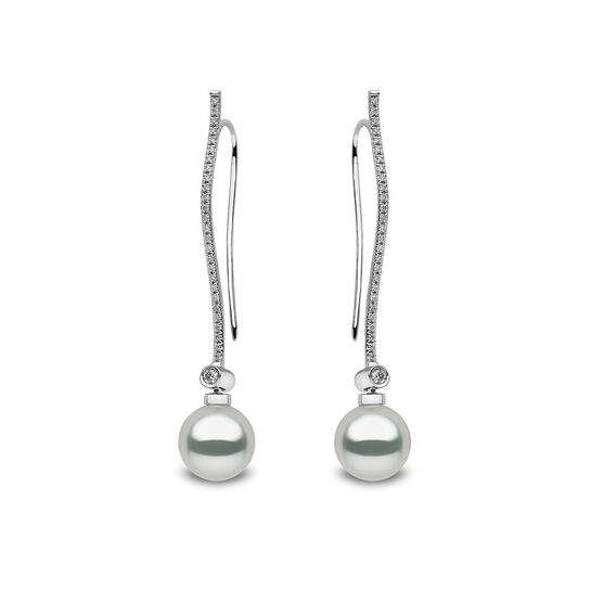 Classic White Gold Pearl and Diamond Earrings image number 0