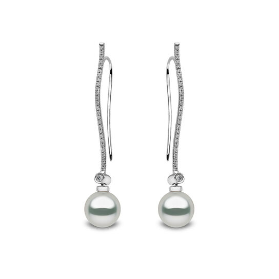 Classic White Gold Pearl and Diamond Earrings image number 0