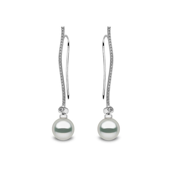 Boucles d'oreilles Classic en or blanc avec perles et diamants