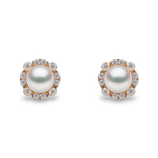 Yoko London Trend Yellow Gold Pearl and Diamond Stud Earrings image number 0