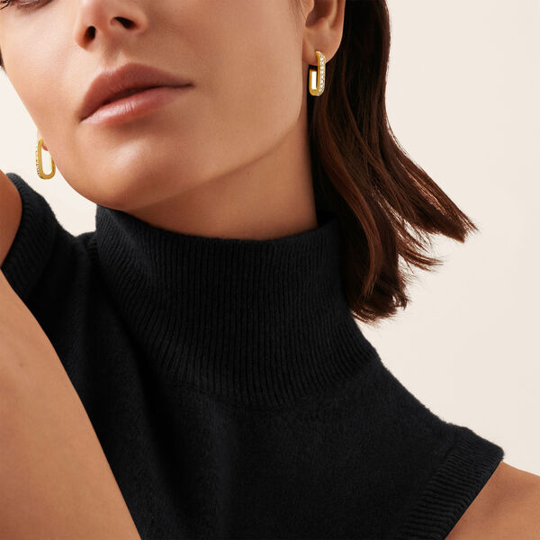 Maillon Yellow Gold and Diamond Pavé Earrings