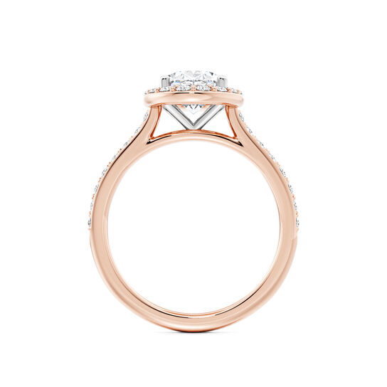 Birks Ros&eacute;e du Matin Rose Gold Oval-Cut Diamond Engagement Ring with Halo and Pav&eacute; Band image number 2