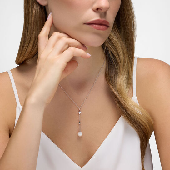 bijoux birks rock pearl drop necklace with pearl on model image number 1