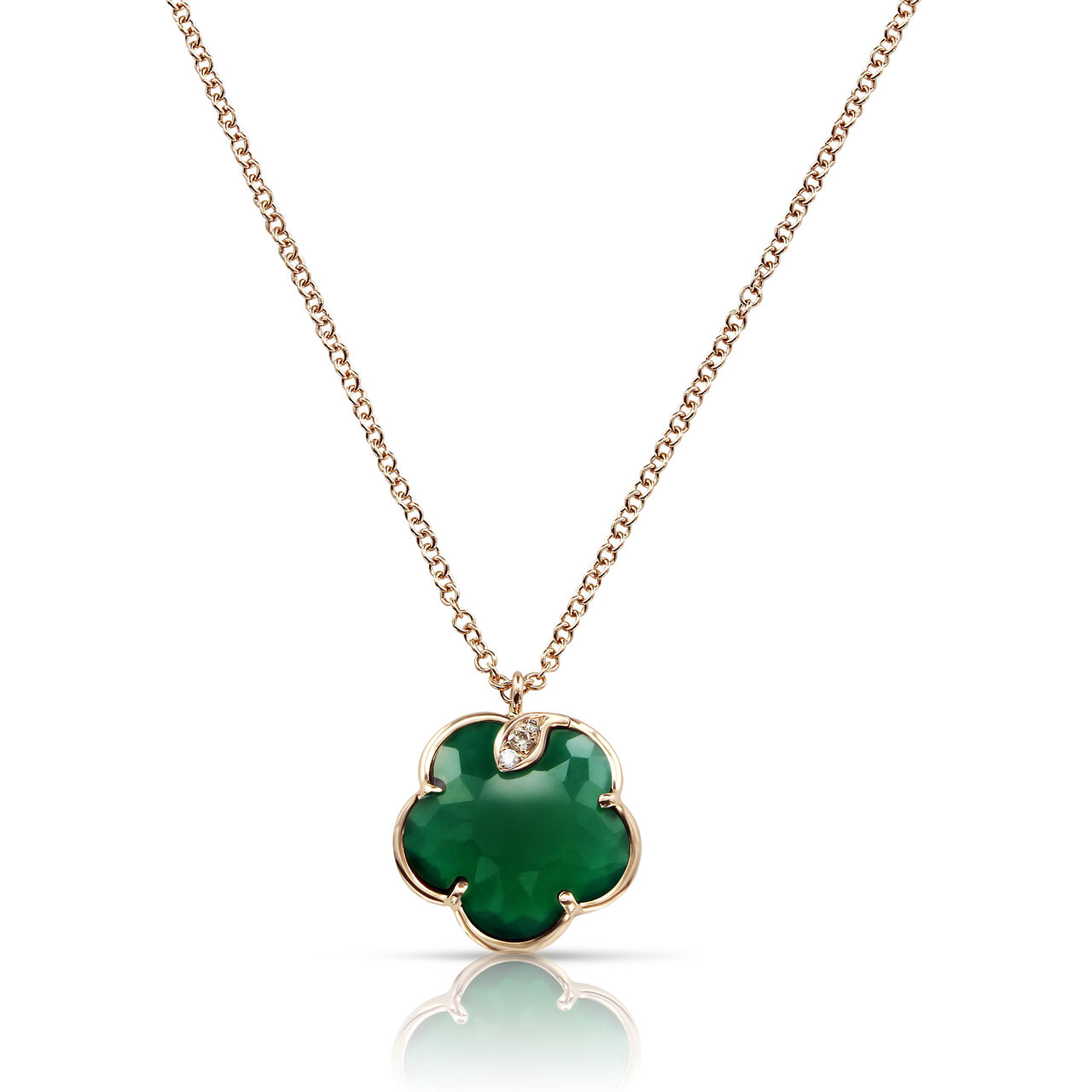 Pasquale Bruni Petit Joli Rose Gold, Green Agate and Diamond Pendant 16138R Front image number 0