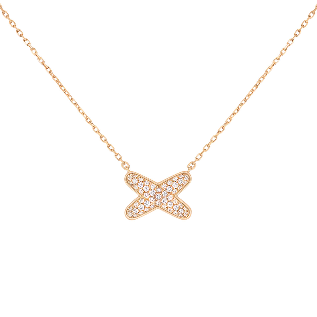 maison birks chaumet jeux de liens rose gold diamond pave necklace 083221 image number 0