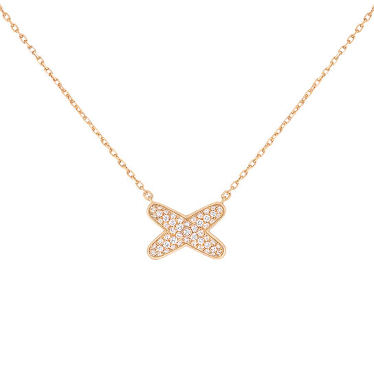maison birks chaumet jeux de liens rose gold diamond pave necklace 083221 image number 0