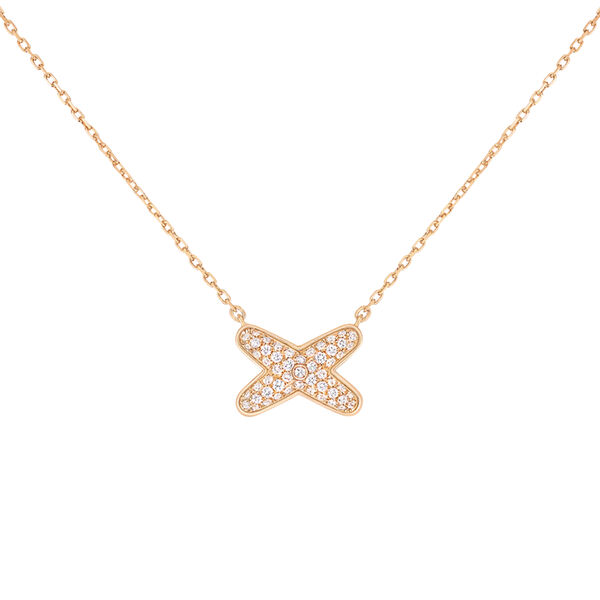 Jeux de Liens Rose Gold Diamond Pavé Necklace