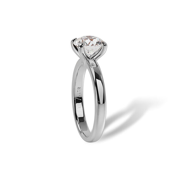 Bague de fiançailles à diamant solitaire rond en or blanc