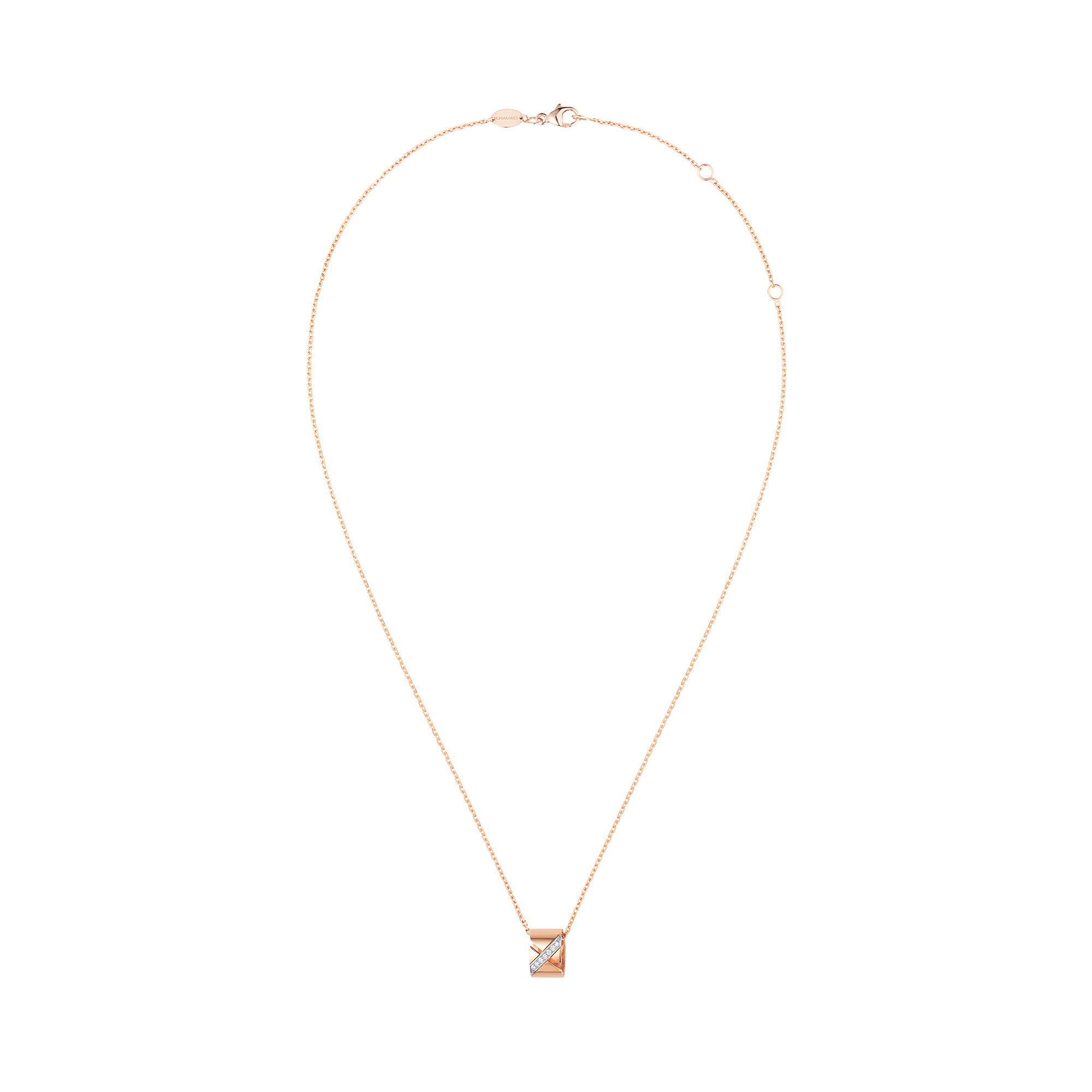 Liens Évidence Rose Gold and Diamond Pavé Pendant