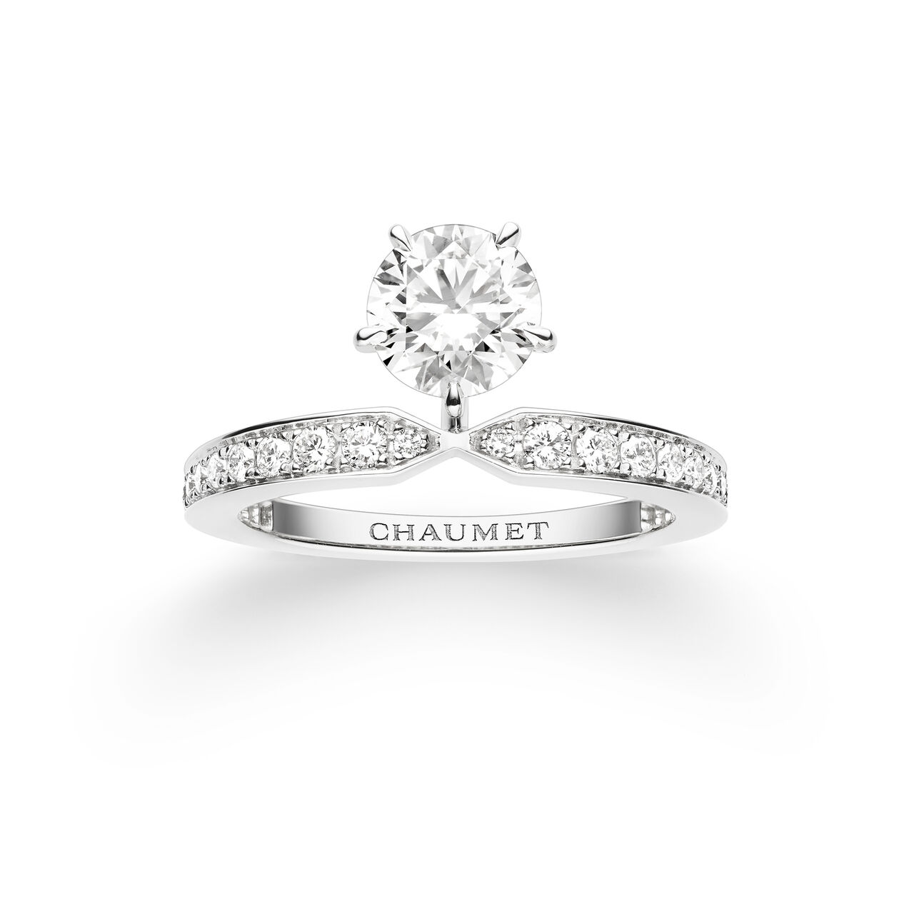 maison birks chaumet josephine eclat d'eternite platinum diamond pave solitaire from 1 carat j3uq00 image number 0
