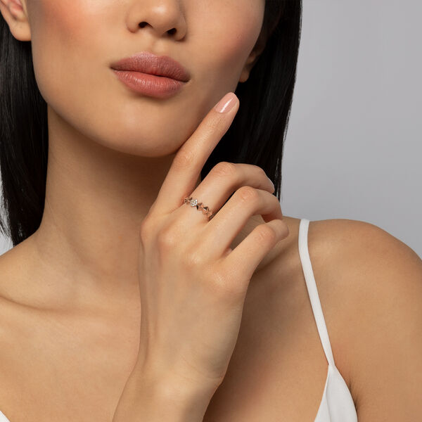 Stackable Diamond Rock & Pearl Ring, Rose Gold