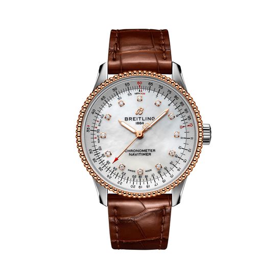 navitimer automatic 35 steel 18kt rose gold mother of pearl diamonds u17395211a1p2 image number 0