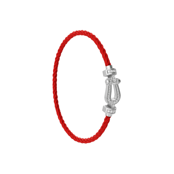 Force 10 Medium White Gold and Diamond Pavé Cable Bracelet
