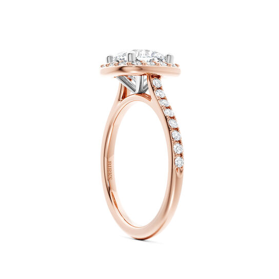 Birks Ros&eacute;e du Matin Cushion-Cut Diamond Engagement Ring with Halo and Pav&eacute; Band in Rose Gold image number 1