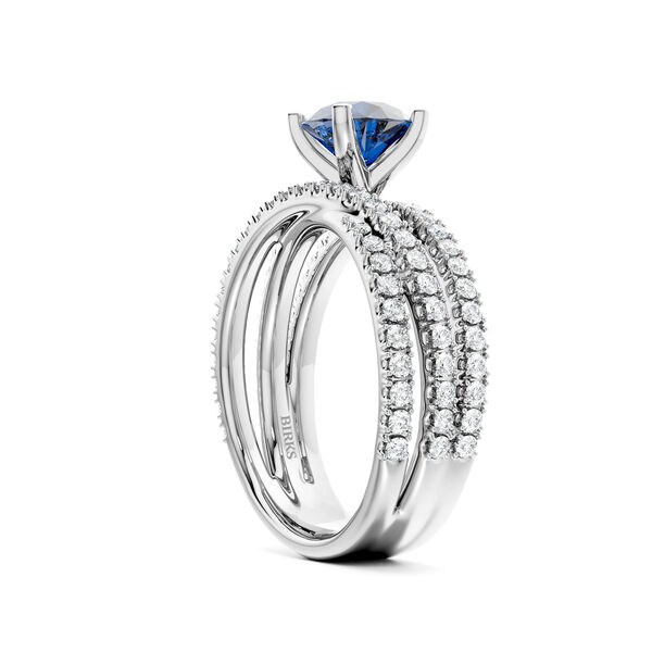 Sapphire Engagement Ring with Three Pav&eacute; Rows