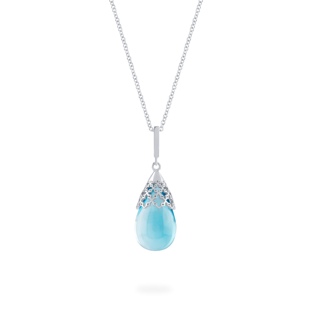 Birks Muse Teardrop Blue Topaz Pendant image number 0