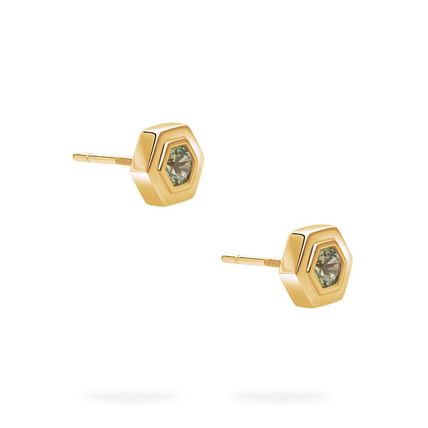Yellow Gold Birthstone Earrings, Peridot