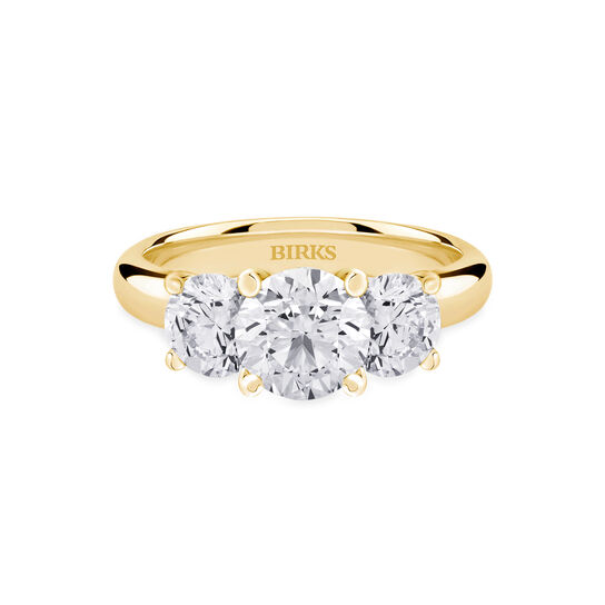 Round Three-Stone Diamond Engagement Ring with Sapphire Accent image number 0